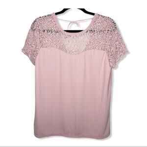 ANN TAYLOR / lace yoke sleeve short sleeve blouse